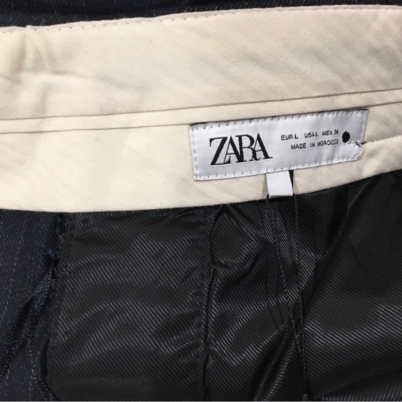 ZARA pants Striped Large Womens Trouser Navy Hi Waist ZW Collection 4042/259 New - Picture 13 of 16